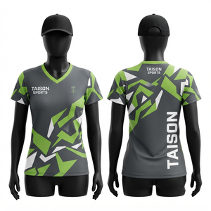 Jersey Premium para Mujer de Disc Golf, 160 GSM, Tela de Poliéster Interlock, Diseño de Paneles Gris, Verde y Blanco, Logotipo Personalizado por Sublimación - Product Image 1
