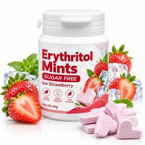 Fabricant de bonbons rafraîchissants pour l'haleine, sans sucre, à l'érythritol, saveur fraise glacée, marque privée OEM - Product Image 3