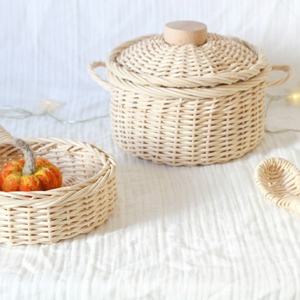 Olla de Cocina de Mimbre Hecha a Mano, Juguete para Niños, Juguete de Imitación, Cacerola de Mimbre en Miniatura para Juegos de Cocina Infantiles, Venta al por Mayor - Product Image 1
