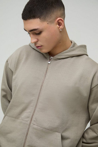 Heavyweight Premium fabrics Zipper Hoodie vintage Digital Print Drop Shoulder Custom OEM Streetwear Regular Fit <b>Men</b> Hoodie - Product Image 2