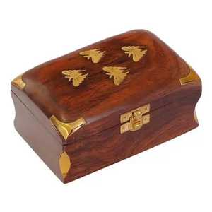 Caja de Joyería de Madera Hecha a Mano con Incrustaciones de Mariposa de Latón, Caja de Almacenamiento Vintage con Cierre, Cofre para Recuerdos, Estuche Organizador Pequeño para Adornos - Product Image 1