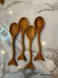 Vietnam Handmade Fish Tail Wooden <b>Spoon</b> Natural Padauk Wood Material for Cooking Serving Soup Rice Kitchen Utensil Use - Product Image 3