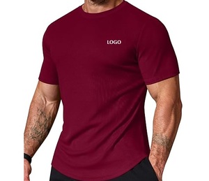 T-shirt bleu pour homme, coupe ajustée, manches courtes, col rond, en coton, imprimé, vêtements de sport décontractés - Product Image 6
