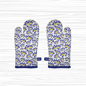 Custom Design Leaf Printed Oven Mitts for Kitchen Cooking Baking Premium 100% Eco Sustainable Cotton Products - Product Image 1