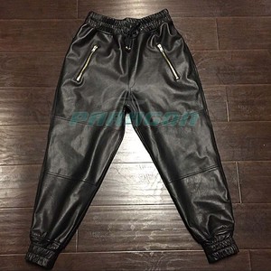 Pantalon en cuir de vachette pour homme et femme, avec logo OEM, bandes latérales, tendance, haute qualité, pour adulte. - Product Image 4