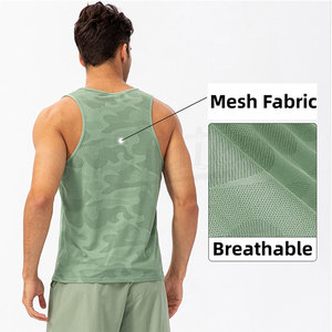 Débardeur sans manches en tricot à séchage rapide pour homme, sublimé, col rond, couleur unie, vêtements de sport, vert - Product Image 6