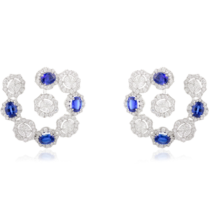 18K White Gold Drop Earrings with Natural Kyanite Pearl and Diamond Swirl - Product Image 2