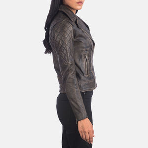 Premium Quality Black Women's Full Length Leather Jacket with Soft Satin <b>Nylon</b> Lining Breathable Waterproof & Eco-Friendly - Product Image 6