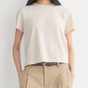T-shirt décontracté uni à manches courtes pour femme, personnalisable avec impression sur mesure, col rond - Product Image 1