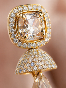 Classic Gold Plated <b>Stud</b> <b>Earrings</b> 9K Gold Water Drop Shape <b>Crystal</b> Wedding Unisex Jewelry - Product Image 4