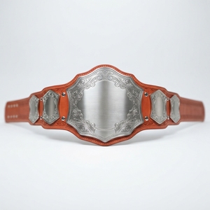 Ceinture de trophée sportif personnalisée pour la lutte, la boxe, les compétitions, avec plaques métalliques et sangle en cuir, nom personnalisé - Product Image 3