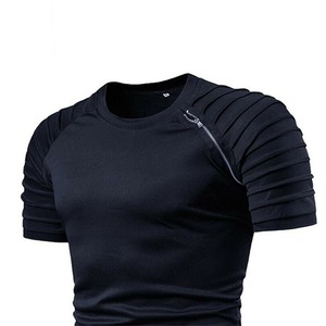 เสื้อยืดโอเวอร์ไซส์คอกลมสีขาวสำหรับผู้ชาย แขนสั้น แต่งซิป สไตล์ลำลองสปอร์ต ผ้าฝ้ายถัก 100% แห้งเร็ว ความยาวปกติ - Product Image 6