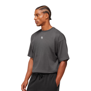 T-shirt de sport surdimensionné pour homme, respirant, performant, coupe ample, pour entraînement et fitness, gris foncé - Product Image 4