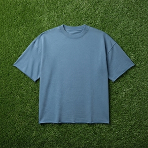 Men's <b>Blue</b> Oversized <b>T</b> Shirt Tonal Raised Graphic Short Sleeve Crew Neck Casual Streetwear Apparel Wholesale Supplier - Product Image 6