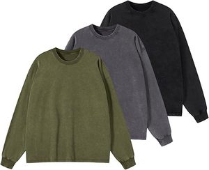 เสื้อสเวตเชิ้ตโอเวอร์ไซส์เนื้อหนัก 400GSM ล้างสีแบบแอซิดวอช พิมพ์โลโก้ตามสั่ง สไตล์วินเทจ มินเนอรัลวอช ทรงไหล่ตก สตรีทแวร์ - Product Image 4