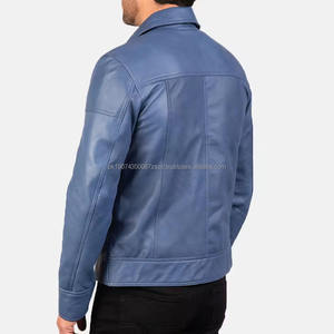 Veste en cuir PU fine pour homme, revers, simple boutonnage, couleur unie, grande taille, réversible, imperméable, pour l'hiver - Product Image 6