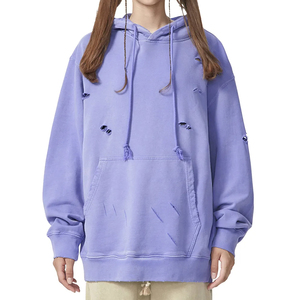 เสื้อฮู้ดดี้ผู้หญิงสไตล์วินเทจลายพิมพ์ 3 มิติ ผ้าฝ้ายเฟรนช์เทอร์รี่ ลุคดิสเทรส ดีไซน์ทำสีแบบแอซิดวอช สำหรับฤดูหนาว - Product Image 1