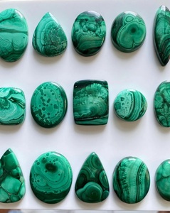 Cabochon de malachite naturelle polie, pierre précieuse en vrac certifiée par un tiers, couleur verte, pour la fabrication de bijoux - Product Image 2