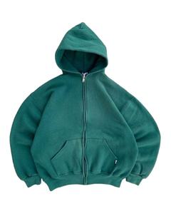 Premium Vintage Acide Lavé Coton Distressed Brodé Patch Hommes Surdimensionné Zip Hoodie Sun Faded Streetwear pour L'hiver - Product Image 1