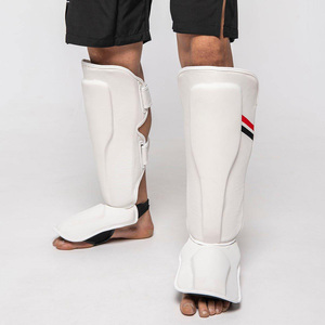 Espinilleras de Boxeo de Cuero Negro OEM con Cierre de Velcro para Entrenamiento y Sparring, Protección Ligera, Talla Adulto - Product Image 5