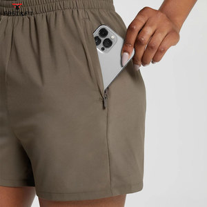 Shorts de sport et de yoga taille haute respirants 100 % coton pour femme, effet push-up, fins, pour l'été, fitness, course en extérieur, motif à carreaux - Product Image 4