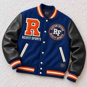 Blousons universitaires en gros avec grand logo en chenille, manches contrastantes, unisexe, personnalisables, streetwear d'hiver, blousons bomber de baseball - Product Image 2