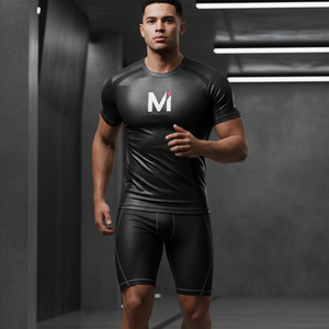 Camiseta de compresión de manga corta, ajustada al cuerpo, top de compresión deportivo, ropa deportiva ajustada para hombre, de secado rápido, camiseta de gimnasio de manga corta - Product Image 6