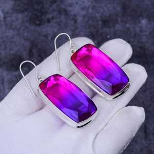 Boucles d'oreilles pendantes en tourmaline faite à la main en argent sterling 925, bijoux en pierres précieuses naturelles, boucles d'oreilles pour femmes, vente en gros - Product Image 2