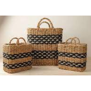 Panier de rangement en jonc de mer tressé fait main, écologique, en fibres naturelles, avec poignées, pour la décoration intérieure - Vente en gros - Product Image 6