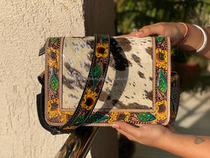 Bolso de Piel Metálica Hecho a Mano para Mujer, Bolso de Hombro de Cuero Genuino Personalizado, Estilo Occidental - Product Image 3