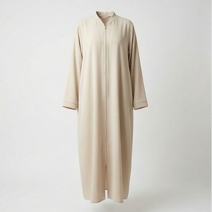 Abaya Abierta Sencilla y Modesta para Mujeres Musulmanas, Transpirable, de Chifón, Talla Única para Todas las Estaciones, Teñido Liso, Ropa Islámica Elegante - Product Image 1