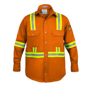 X-Large Orange Hi Vis Shirt 100% C-7 oz Vêtements de sécurité résistants à la flamme et à haute visibilité - Product Image 1