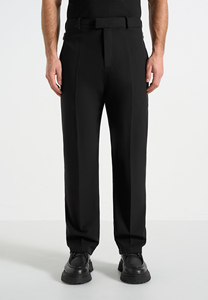 Pantalones Casuales Negros de Pierna Recta para Hombre, Algodón de Peso Medio, Antiarrugas, Frente Plano, Cintura Elástica, Bolsillos Laterales, para Invierno/Primavera - Product Image 4