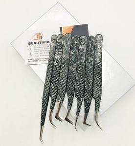 แหนบขนตาปลอมสีเงินแวววาวสีดำสั่งติดฉลากส่วนตัวแหนบแบบมืออาชีพ - Product Image 4