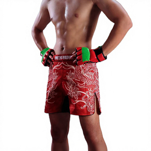 Pantalones Cortos de Boxeo para Hombre, Estampado de Dragón Rojo, Sublimación Duradera, Secado Rápido, Corte Regular, 100% Poliéster, Artes Marciales - Product Image 3