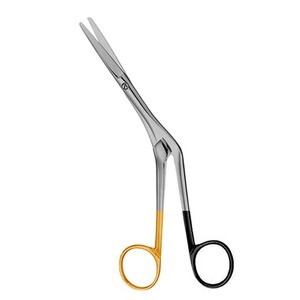 Forbici Nasali Angolate Supercut Plus <span class=keywords><strong>TC</strong></span> Knight in Acciaio Inossidabile, Strumento per Rinoplastica e Chirurgia Plastica, Manico Oro e Nero, OEM - Product Image 1