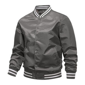 Blouson universitaire en toile grande taille pour homme, style bomber décontracté avec fermeture éclair, broderie, saison automne, veste Letterman avec décoration en fourrure - Product Image 4