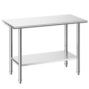 Tavolo da Lavoro Commerciale per Cucina 24x48 Pollici in Acciaio Inossidabile con Ripiano Inferiore Regolabile per Carichi Pesanti, Ideale per Preparazione Alimenti - Product Image 1