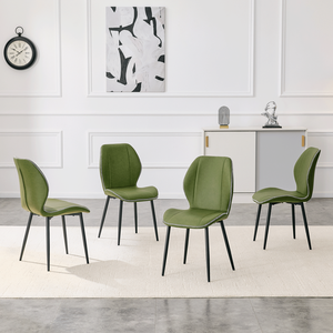4 set di sedie da pranzo retrò in PU verde oliva con cuscino spazioso e confortevole, disponibili in più colori, in metallo nero - Product Image 6