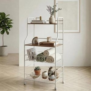 Minimalist Four Tier Metal <b>Storage</b> <b>Rack</b> With Wheels For Living Room Sundries Standing Type - Product Image 1