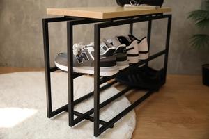 Modern <b>Shoe</b> Rack <b>Bench</b> Dual Tier <b>Storage</b> Organizer Comfortable Seating Top Space Saving Design Strong Frame Entryway Solution - Product Image 5