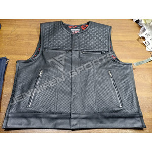 Chaleco de Motociclista de Cuero Genuino para Hombre, Ajuste Personalizado, Chaleco Urbano de Cuero Real con Costuras Premium - Product Image 1