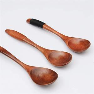 Cucharas de Cocina de Madera, Superficie Lisa de Teca, Agarre Suave y Cómodo, Utensilios de Madera Antiadherentes - Product Image 3