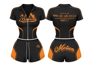 Custom Women <b>Sexy</b> Y2K 2 Piece <b>Set</b> Zip Up Polo Crop Top High Waist Mini Shorts Streetwear Tracksuit Slim Fit Graphic Summer - Product Image 6