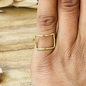 Modern Style Square <b>Ring</b> Minimalist Brass <b>Rings</b> For Men 18k Gold Plated Geometric <b>Open</b> Frame Dainty Jewelry Wholesale/OEM/ODM - Product Image 3