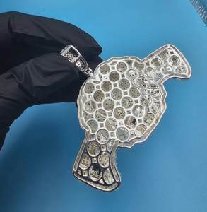 Colgante Cabeza de León de Plata de Ley 925 con Moissanita de Corte Brillante Redondo y Micro Pavé, Joyería Hip Hop para Hombre - Product Image 2