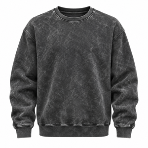 Sudadera extragrande de cuello redondo, gruesa, 100% algodón, bordada, con hombros caídos, para invierno. - Product Image 3