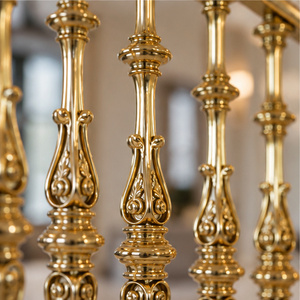 Majestic Gold Tone Railing with Sculpted Teardrop Spindles, Floral Detailing and Decorative Staircase Handrail Balustrade - Product Image 2
