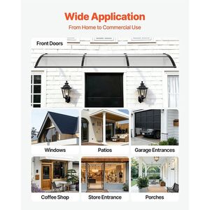 Auvent de porte extérieur 38 x 117 po avec support ABS et drainage, protection contre la pluie, la neige et le soleil pour entrée de porte - Product Image 6