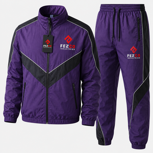 FEZCO INDUSTRIES Survêtement Homme Léger à Capuche Coupe-Vent Deux Pièces en Nylon Respirant Séchage Rapide Réfléchissant avec Cordon de Serrage - Product Image 6